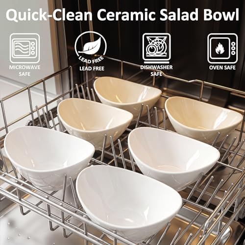 Teocera 5 Inch Porcelain Small Bowls Set, 6 Ounce small serving bowls for Dessert, Ice Cream, Snack, Dipping, Side Dishes, Microwave & Dishwasher Safe- Cream Yellow
