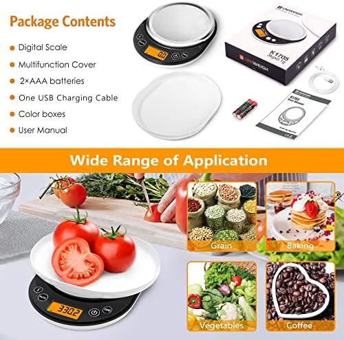 UNIWEIGH Smart Digital Food Scale Grams and Ounces Kitchen Scale 0.1g/3kg