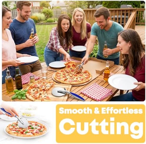 Pizza Cutter Wheel, Sharp Stainless Steel Pizza Slicer with Finger Guard, Non-Slip Comfortable Handle, Multi-Purpose Kitchen Cutter for Pizza, Pie, Dough and Pastry, Easy to Clean,Blue