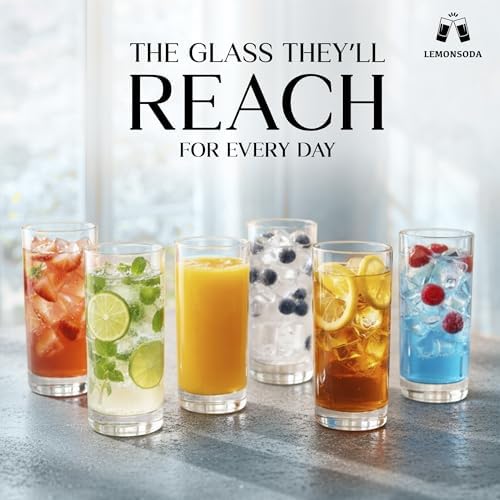LEMONSODA Highball Glass Set, 15oz Set of 48, Modern Cocktail Glasses