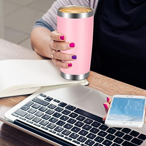 VEGOND 20oz Tumbler with Lid and Straw Stainless Steel Tumbler Cup Bulk Vacuum Insulated Double Wall Travel Coffee Mug Powder Coated Coffee Cup, Pink, 6 Pack