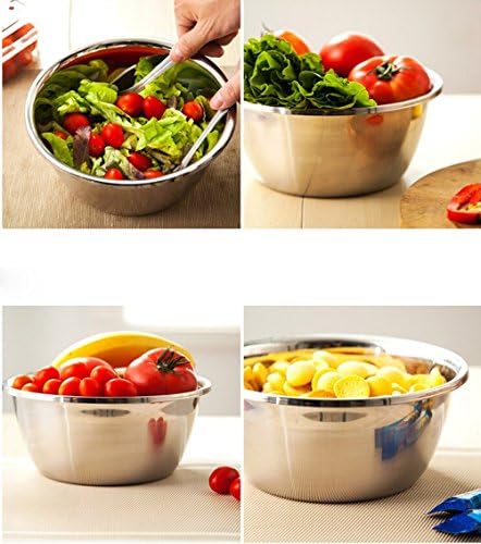 meleg otthon Stainless Steel Bowl,3QT Salad Bowl,Metal Bowls,Stainless Steel Basin,Heavy Duty Deeper Edge Mirror Finish Dishwasher Safe bowl (M)…