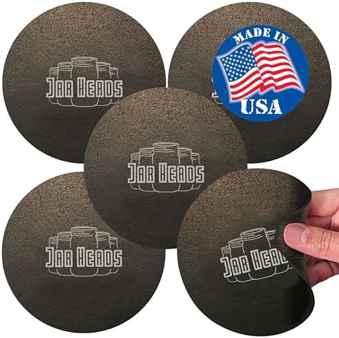 JAR HEADS Rubber Jar Opener Gripper Pad 5 Pack - Thick 5 Inch Grippers for Opening Jars Made in the USA - Jar Opener for Weak Hands & Seniors with Arthritis