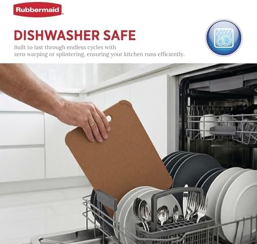 Rubbermaid 3pc Reversible Wheat Fiber Cutting Board Set | BPA Free Non Toxic Cutting Boards for Kitchen – Dishwasher Safe, Non-Slip Corners & Lightweight | For Meat, Veggies & Fruits