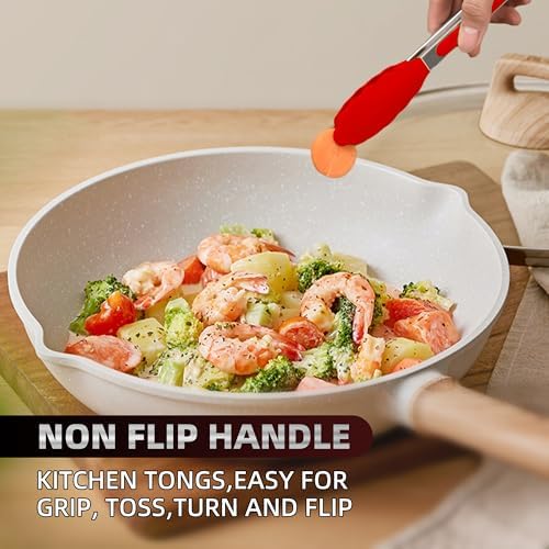 Stainless Steel Kitchen Tongs Set, 3 Pack with Silicone Tips
