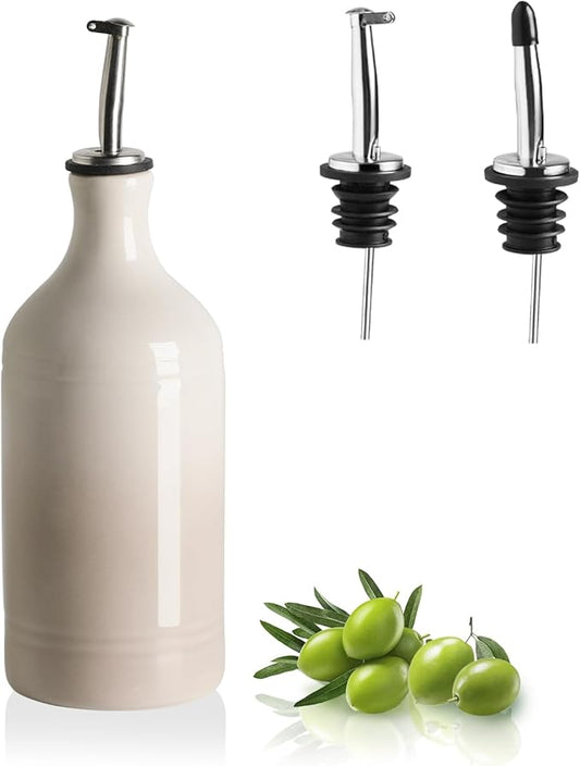 Sweejar Ceramic Olive Oil Dispenser Bottle, Opaque Oil Cruet Protects to Reduce Oxidation, Suitable for Storage Vinegar, Coffee Syrups & Other Liquids, Pack of 1, 15.5 Fl Oz(Gradient Fog Gray)