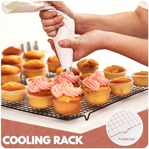 2 PCS Cooling Racks for Cooking and Baking, 15x10 Inches Stainless Steel Cooling Rack, Sheet Pan with Wire Rack for Baking Sheet, Bacon Rack Oven Safe Fits Jelly Roll Sheet Pan