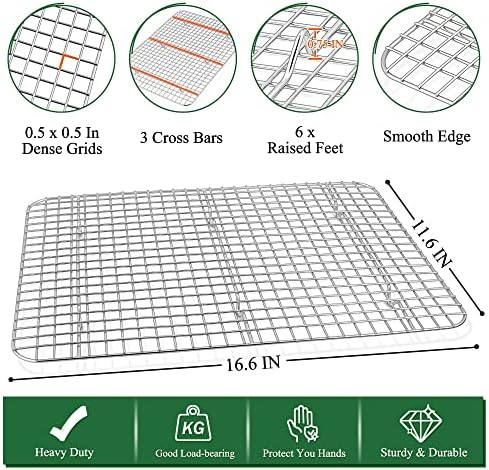 P&P CHEF 17.5 Inch Cookie Baking Sheet Pan with Wire Rack,4 Pcs