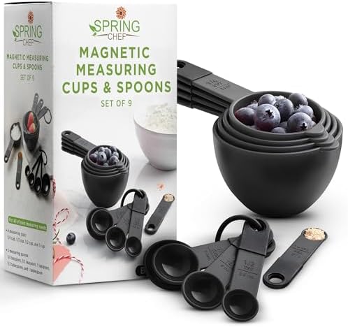 Spring Chef Black Magnetic Measuring Cups & Spoons - 9 pcs - Nesting Design