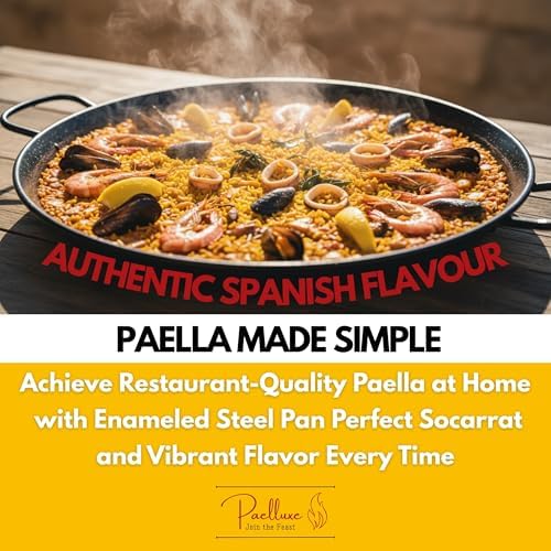 Paelluxe Paella Pan Enameled No-Rust Steel Skillet - 17 Inch, 10 Servings
