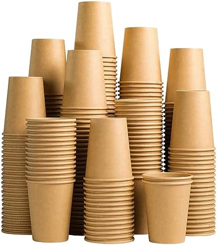 Lamosi 200 Pack 10 oz Kraft Paper Cups, Brown Disposable Paper Coffee Cups