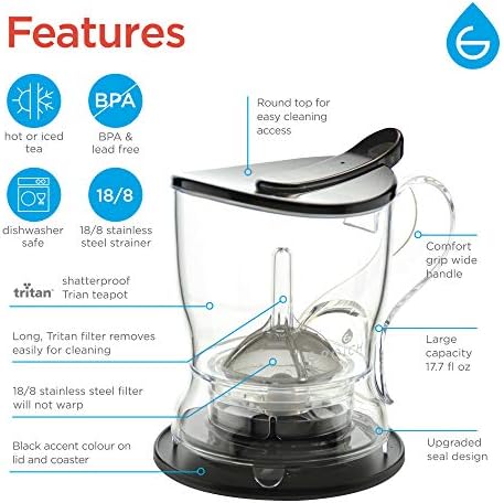 GROSCHE Aberdeen Smart Tea Maker BPA-Free Tea Infuser Black 17.7 oz (525ml)