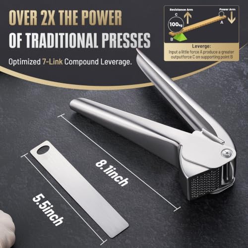 Uinxan Garlic Press - 304 Stainless Steel Heavy Duty Mincer & Crusher