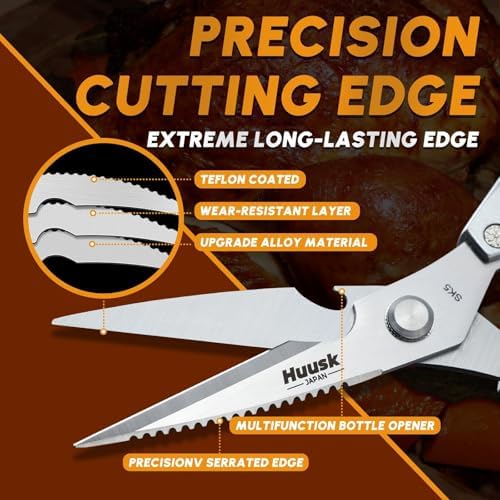 Huusk Kitchen Scissors and Vegetable Peeler Set, Japanese Stainless Steel