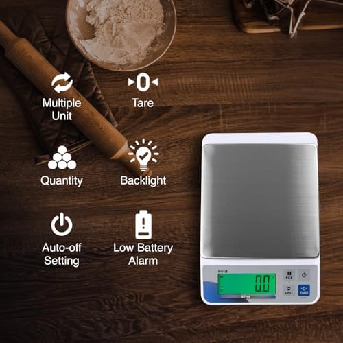 Polit Digital Kitchen Scale 18lb/8kg, 0.5g Food Scale for Baking