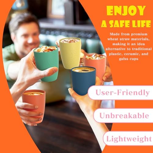 Homienly Plastic Cups Alternative Wheat Straw Drinking Glasses 4-Pack | 12 oz Unbreakable & Reusable Plastic Cups, Microwave Safe | Everyday Kids Tumblers & Kitchen Accessories (Multi-Color)