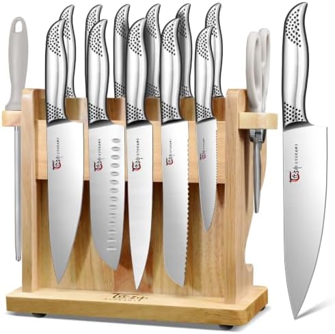 SYOKAMI 2026 Upgrade Japanese Kitchen Knife Set with Torii-Style Block