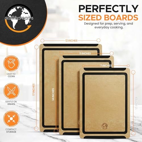 Composite Wood Cutting Board Set of 3, Built In Juice Groove