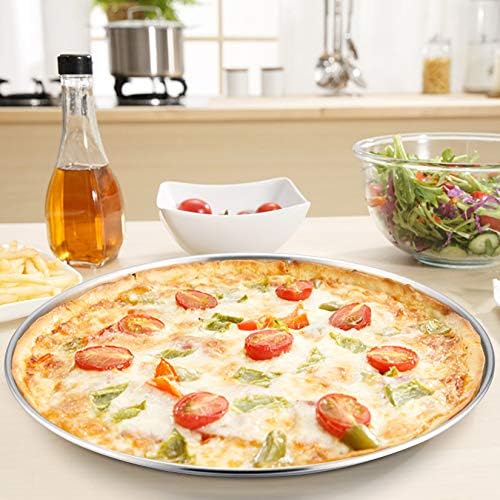 P&P CHEF Pizza Pan Set of 2, 13.5 Inch Stainless Steel Pizza Tray, Silver
