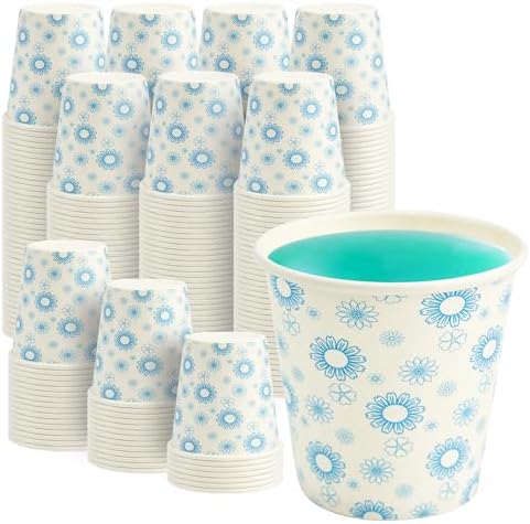 RACETOP 3 oz Bathroom Cups 300 Pack, Small Paper Cups, White Floral