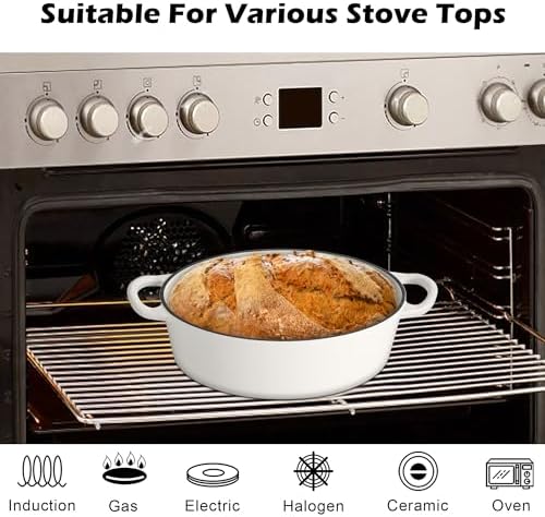 TeamFar Oval Dutch Oven, 5qt Enameled Cast Iron Dutch Oven Pot with Lid