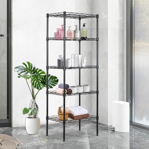 BestOffice | 5-Tier Wire Shelf | 17" x 12" x 48" | Black