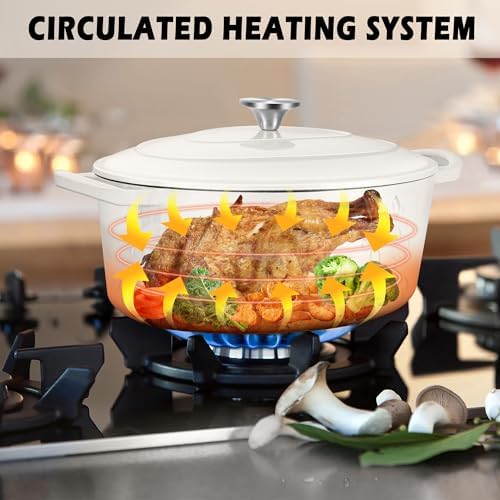 TeamFar Oval Dutch Oven, 5qt Enameled Cast Iron Dutch Oven Pot with Lid