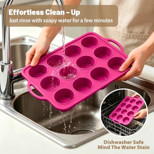 Silicone Mini Muffin Tin Set: 12 & 24 Small Cupcake Baking Tin with Frame