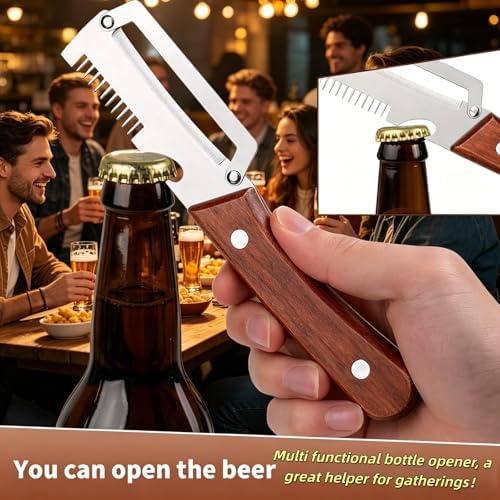 NEW Premium Vegetable Peeler with Wooden Handle and Bottle Opener: 2-in-1 Stainless Steel Kitchen Tool for Fruit Apple Potato Pumpkin Papaya (1Pack)