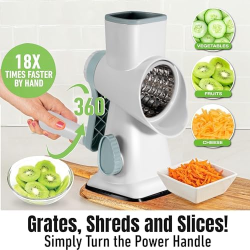 Cheese Grater Hand Crank Rotary Vegetables Shredder with Handle