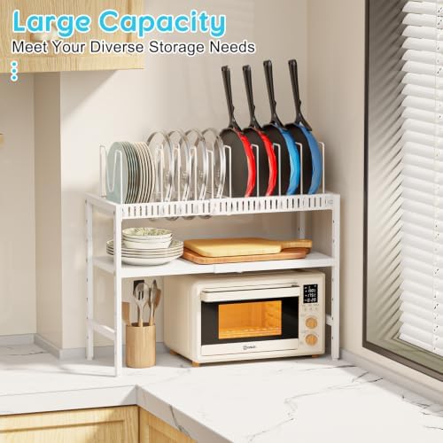 2-Tier Pots and Pans Organizer Under Cabinet,Expandable Pots Lid Organizers