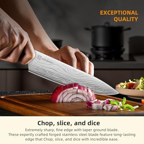 KEEMAKE 14 Pcs Kitchen Knife Set with Block, Ultra Sharp Knife Block Set