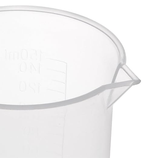 uxcell Measuring Cup 150ml PP Plastic Graduated Beaker Transparent for Lab Kitchen Liquids 3pcs