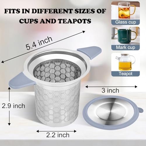 Tea Infuser for Loose Leaf Tea, 304 Stainless Steel Strainer Basket Silver