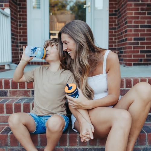 Zak Designs Kelso Toddler Cups For Travel or At Home, 15oz 2-Pack Durable Plastic Sippy Cups With Leak-Proof Design is Perfect For Kids (DinoRoar, Zaksaurus)