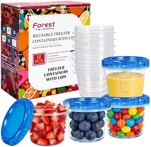 12 Pack 4 oz Plastic Containers with Twist Lids, Small Food Containers