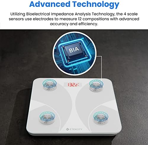 Etekcity Smart Scale for Body Weight, Body Fat, Water Weight, White, 400 lb