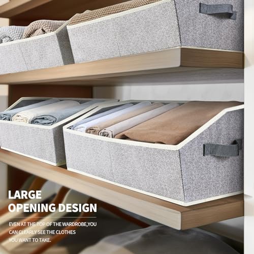 Homsorout Trapezoid Bins for Organization - 8 Pack Storage Cubes, Decorative Fabric Organizer Bins, Large Baskets for Storage, Linen Storage Organizer for Clothes, Books, Home, Light Gray