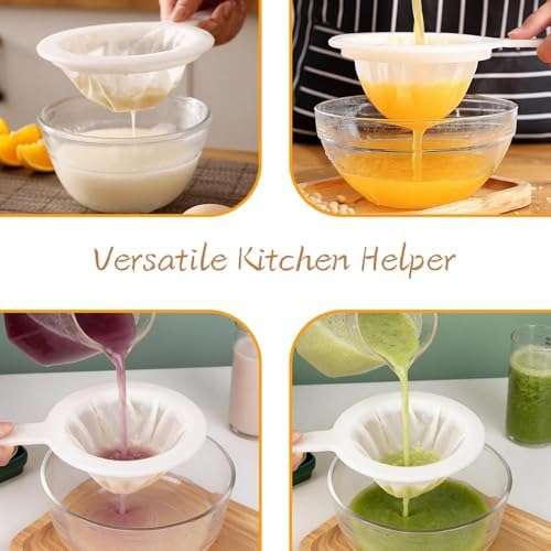 Fine Mesh Strainer with Handle, Nylon Filter Sieve for Kitchen Use, Ideal for Coffee Soy Milk Yogurt Juice Filtering (200Mesh-3PCS)