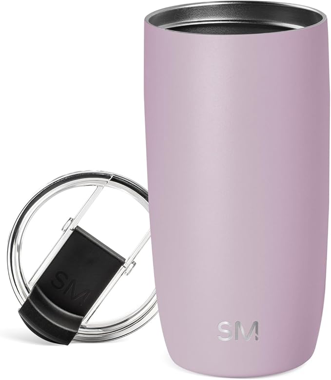 Simple Modern Voyager Tumbler with Flip Lid | Travel Coffee Mug | Insulated Stainless Steel Cold Brew Iced or Hot Coffee Cup | Gifts for Women Men Her Him | 16oz, Lavender Mist
