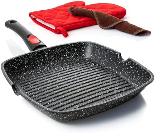 Moss & Stone Grill Pan for Indoor Cooking 11Inch Nonstick Square Grill Pan