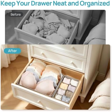 Vtopmart Large Capacity Drawer Organizer, 4 Pack Fabric Storage Bins, 16"