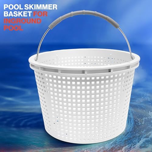 Swimables 8" Pool Skimmer Basket for Inground Pools - Compatible with Pentair U-3 Skimmer Basket 08650-0007 & Hayward SP1070, SPX1070E Pool Basket with Built-in Brass Weight, Handle & Rubber Grip