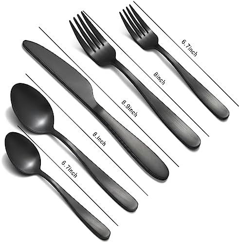 Compralo Matte Black Silverware Set for 8, 40 Pieces Black Flatware Set, Stainless Steel Tableware Cutlery Set Include Fork Spoon Knife, Kitchen Utensil Sets for Home and Restaurant
