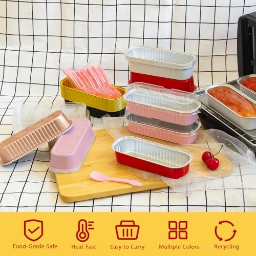 LNYZQUS Mini Loaf Pans with Lids, 6.8oz Cake Tins for Small Bake