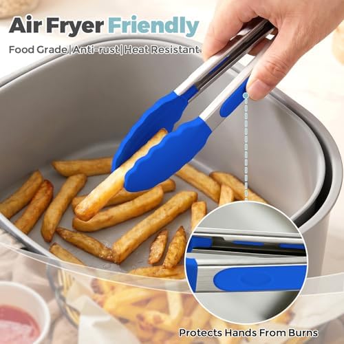 Small Cooking Tongs 7 inch Mini Serving Tongs with Silicone Tips