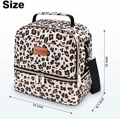 BALORAY Lunch Bag for Women Men Adult Lunch Box (Khaki Leopard Strap),L