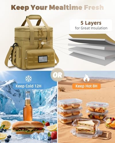 holuxer Lunch Bag & Lunch Box for Men - Tactical Large Soft