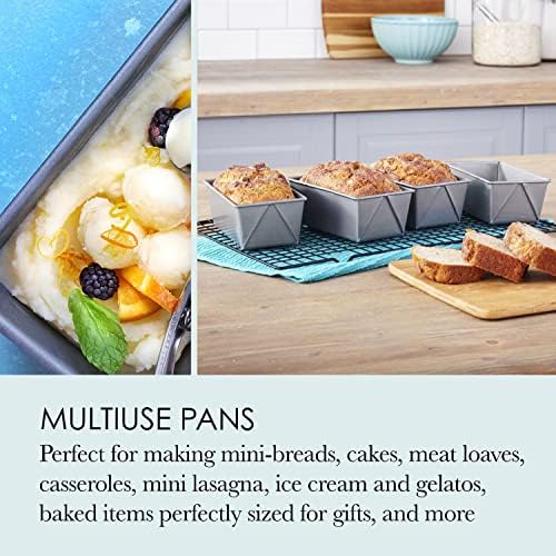 Chicago Metallic Commercial II Non-Stick Mini Loaf Pan Set, 6-Inch-by-3.5-Inch, 4-Count (Pack of 12)