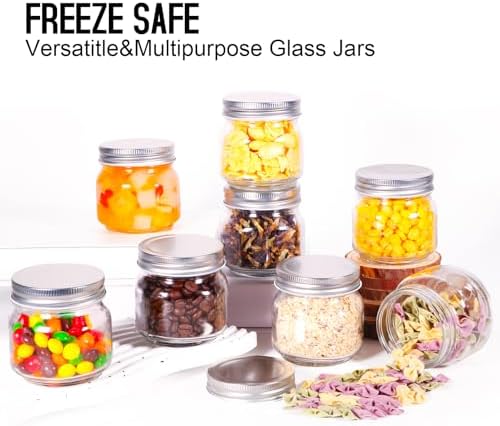 Glass Mason Jars, 8oz Regular Mouth Canning Jar with Airtight Lids, 8 Pack